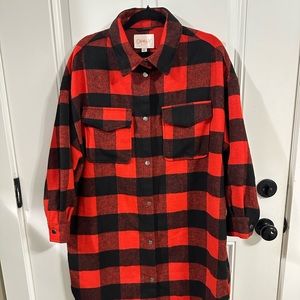 Red Plaid Shacket - ONLY